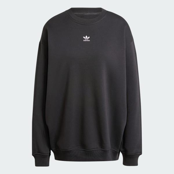 adidas Essentials Fleece Long Oversized Crew Sweatshirt Black L Womens Product Image