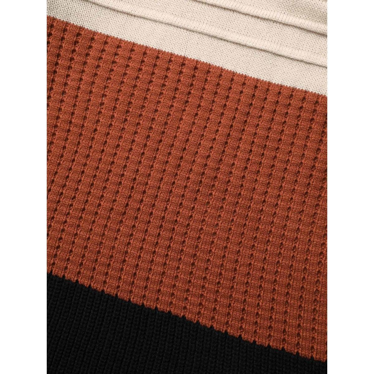 Plus Size Colorblock Contrast Lapel Collar Texture Cardigan Apricot Women Casual Loose Long Sleeve Everyday Cardigans BloomChic 26/4X Product Image