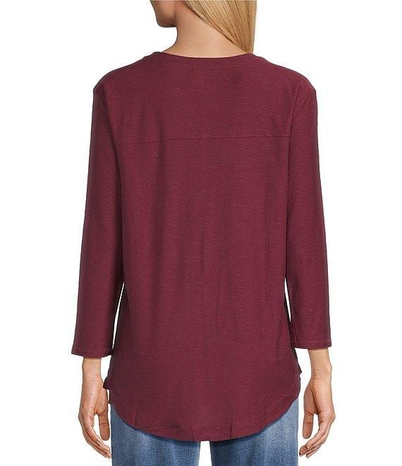 Westbound Petite Size Knit 3/4 Sleeve Crew Neck Tee Product Image