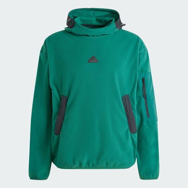 adidas City Escape Polar Fleece Hoodie Collegiate Green XL Mens Product Image