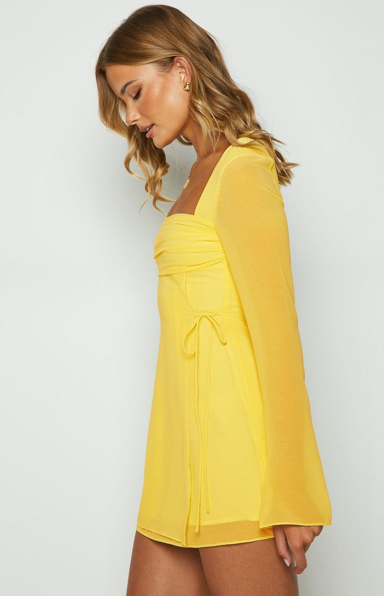 Lucy Yellow Long Sleeve Mini Dress Product Image