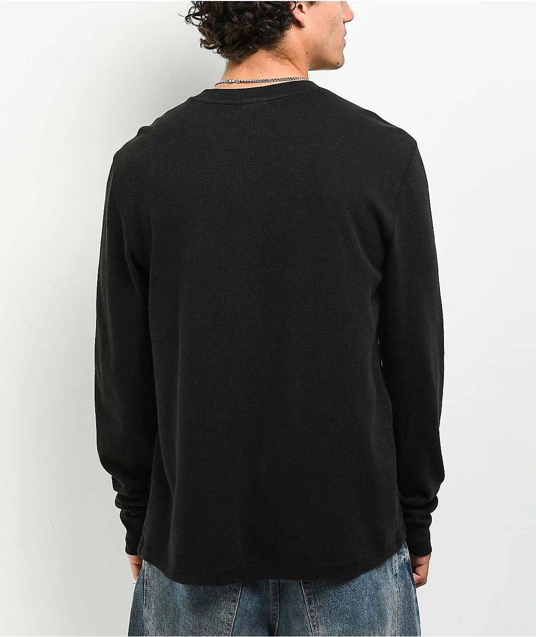 ITA Rift Vintage Black Thermal Long Sleeve Slim T-Shirt Product Image