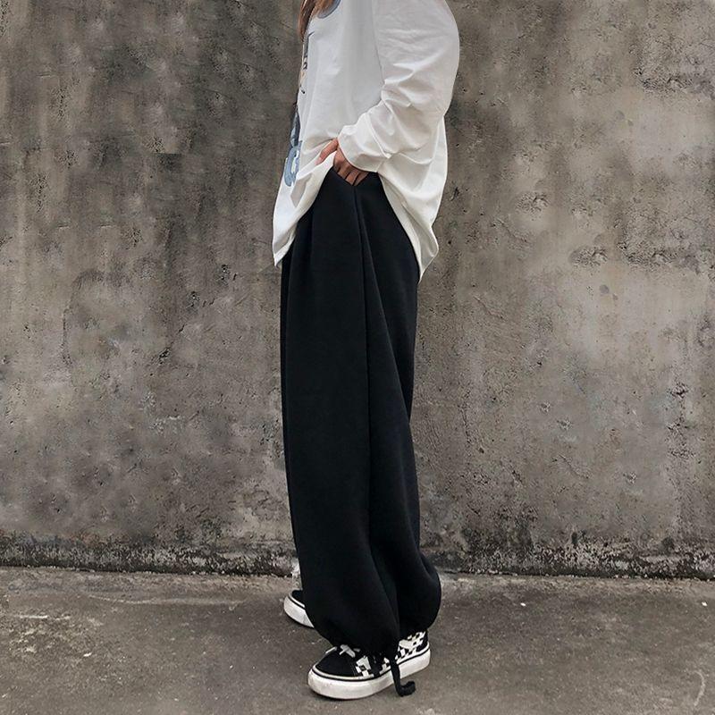 Plain Wide-Leg Jogger Pants Product Image