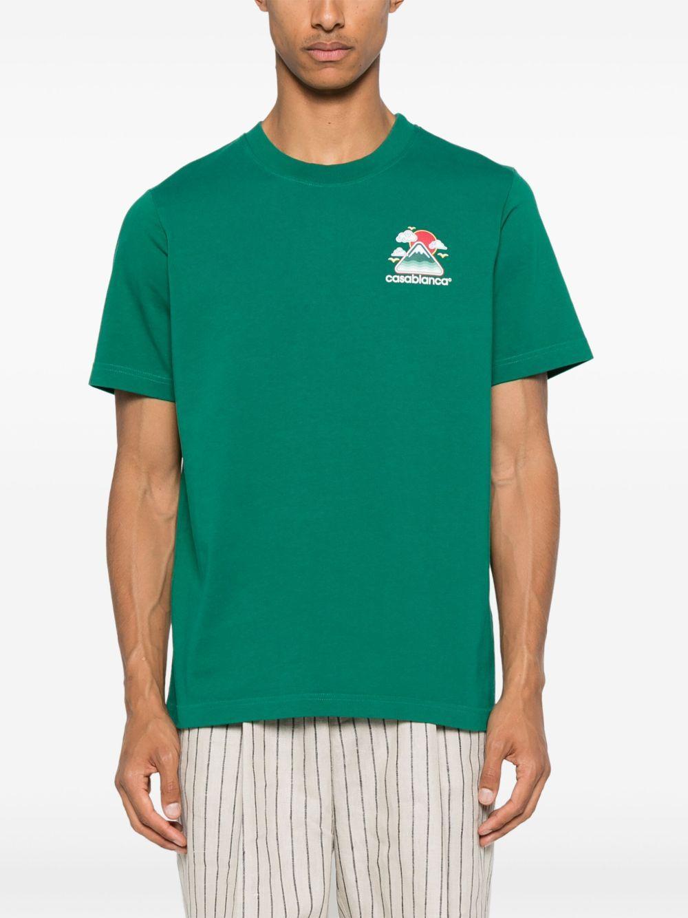 CASABLANCA Mens Montagne Ondulee Brand-print Cotton-jersey T-shirt In Green Product Image