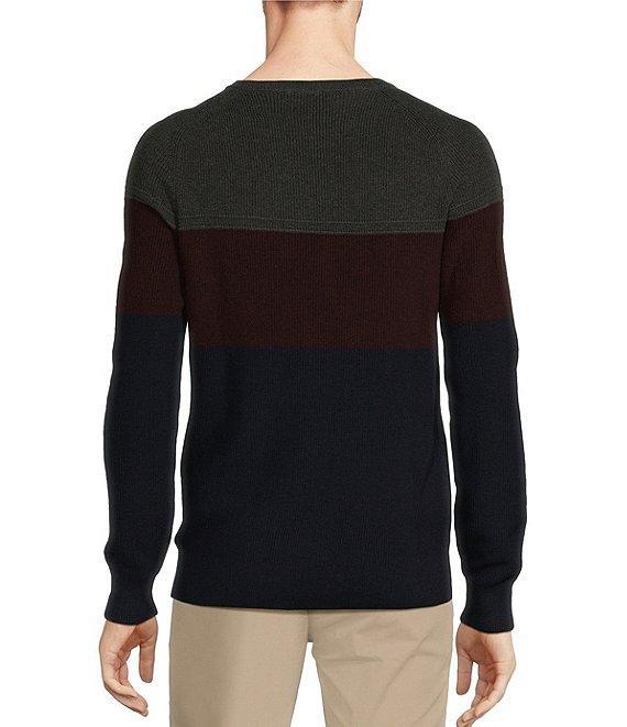 Roundtree & Yorke Long Sleeve Color Blocked Crewneck Pullover Sweater Product Image