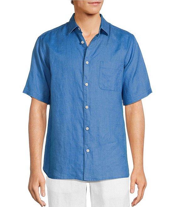 Caribbean Solid Linen Short Sleeve Woven Shirt Product Image