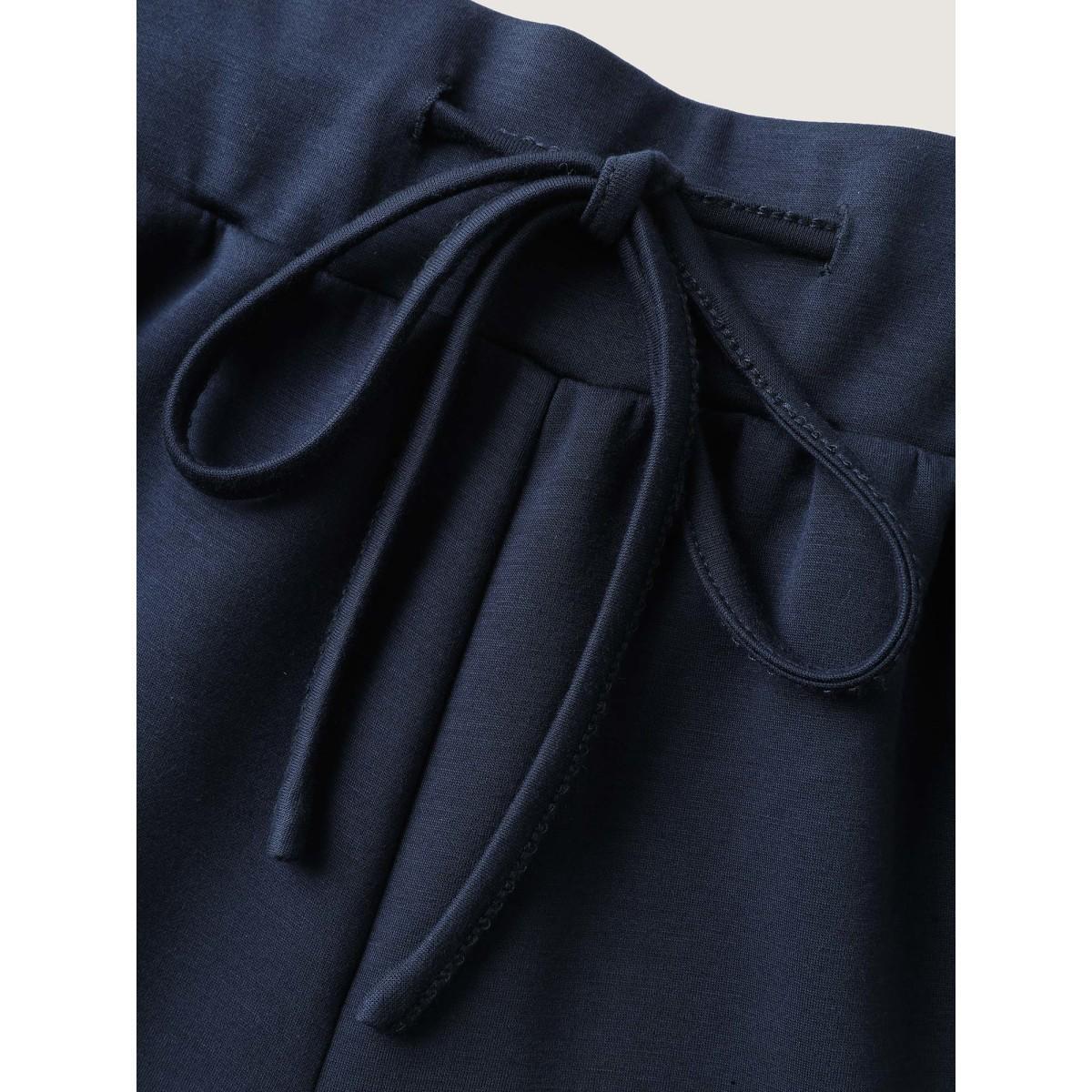 Plus Size Supersoft Wide Waistbelt Shorts Women Indigo Casual Roll Hem Straight Leg Everyday-Casual Shorts BloomChic 22-24/3X Product Image