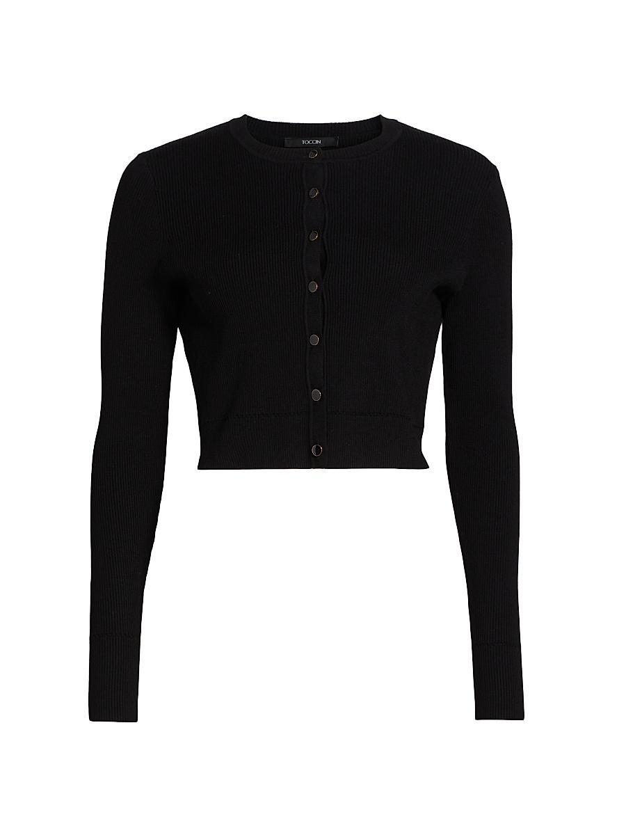 Womens Zoe Crop Crewneck Cardigan Product Image