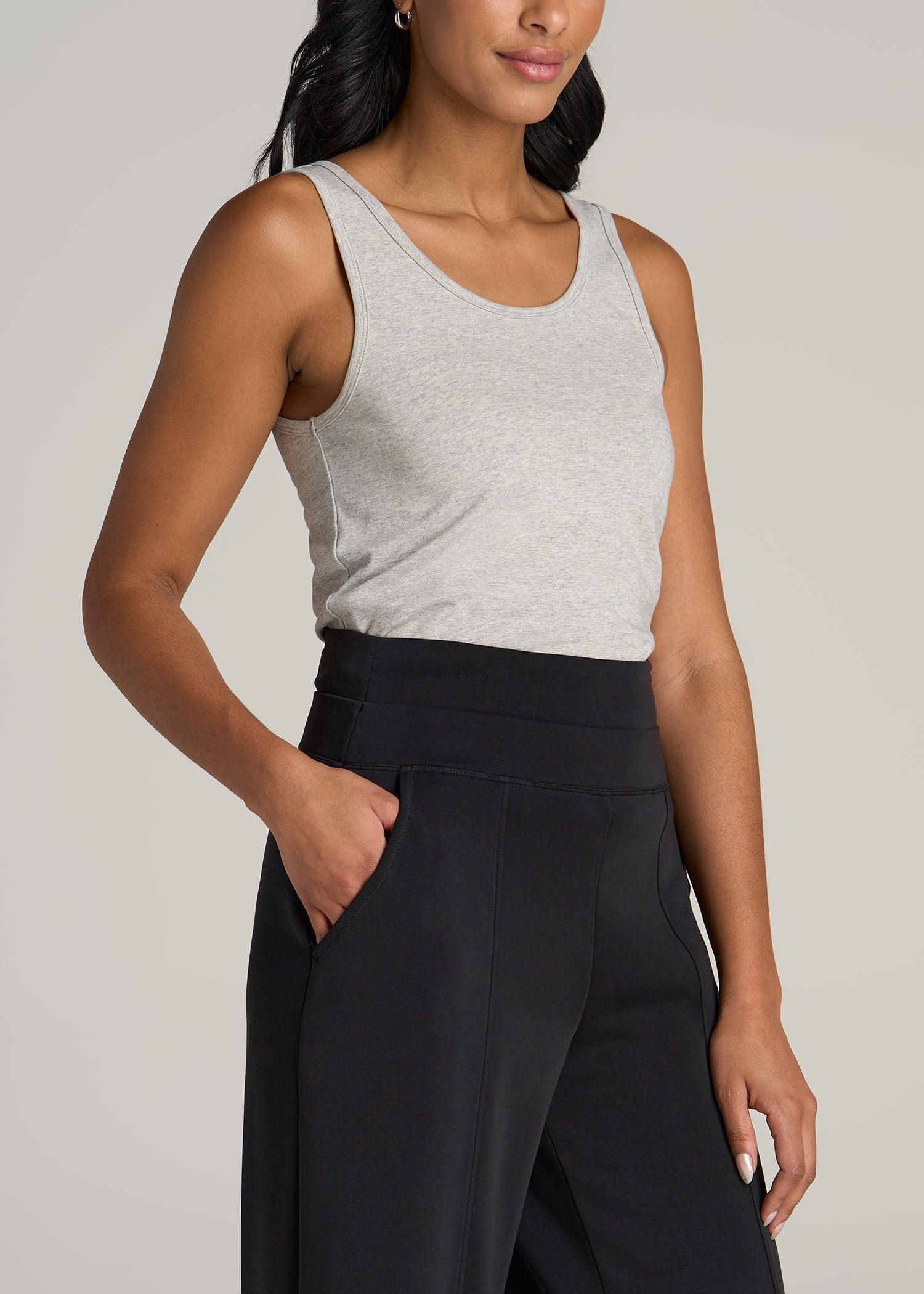 Slim Fit Jersey Tank Top for Tall Women in Black Product Image