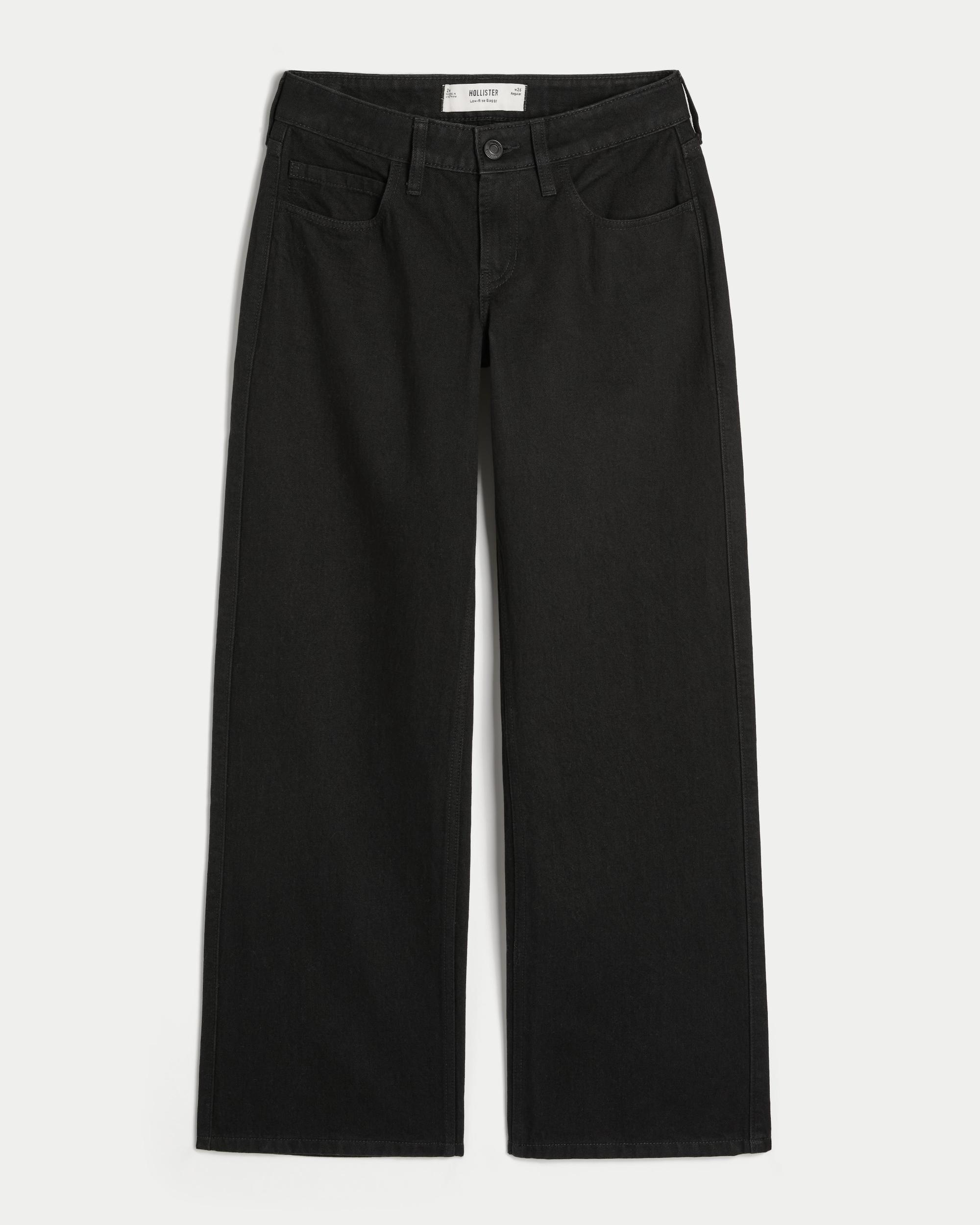 Low-Rise Black Baggy Jeans Product Image