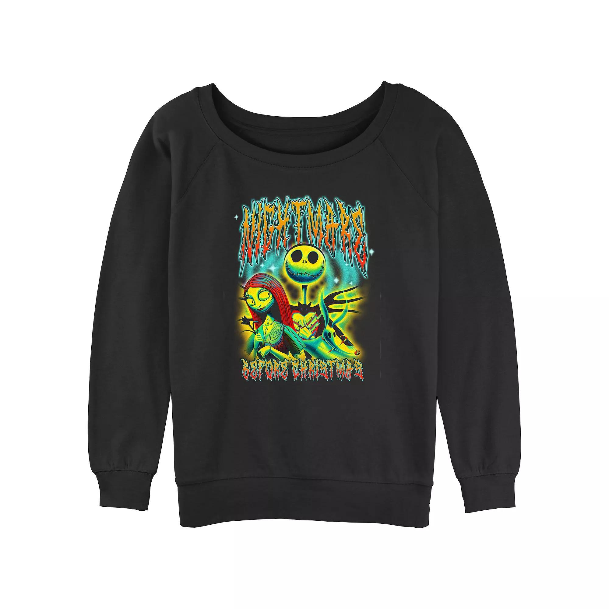 Disney's The Nightmare Before Christmas Metal Poster Juniors' Graphic Slouchy Terry, Women's, Size: XXL, Black Product Image