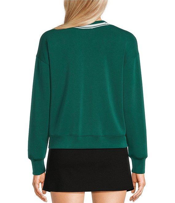 Copper Key V-Neck Contrast Trim Long Sleeve Top Product Image