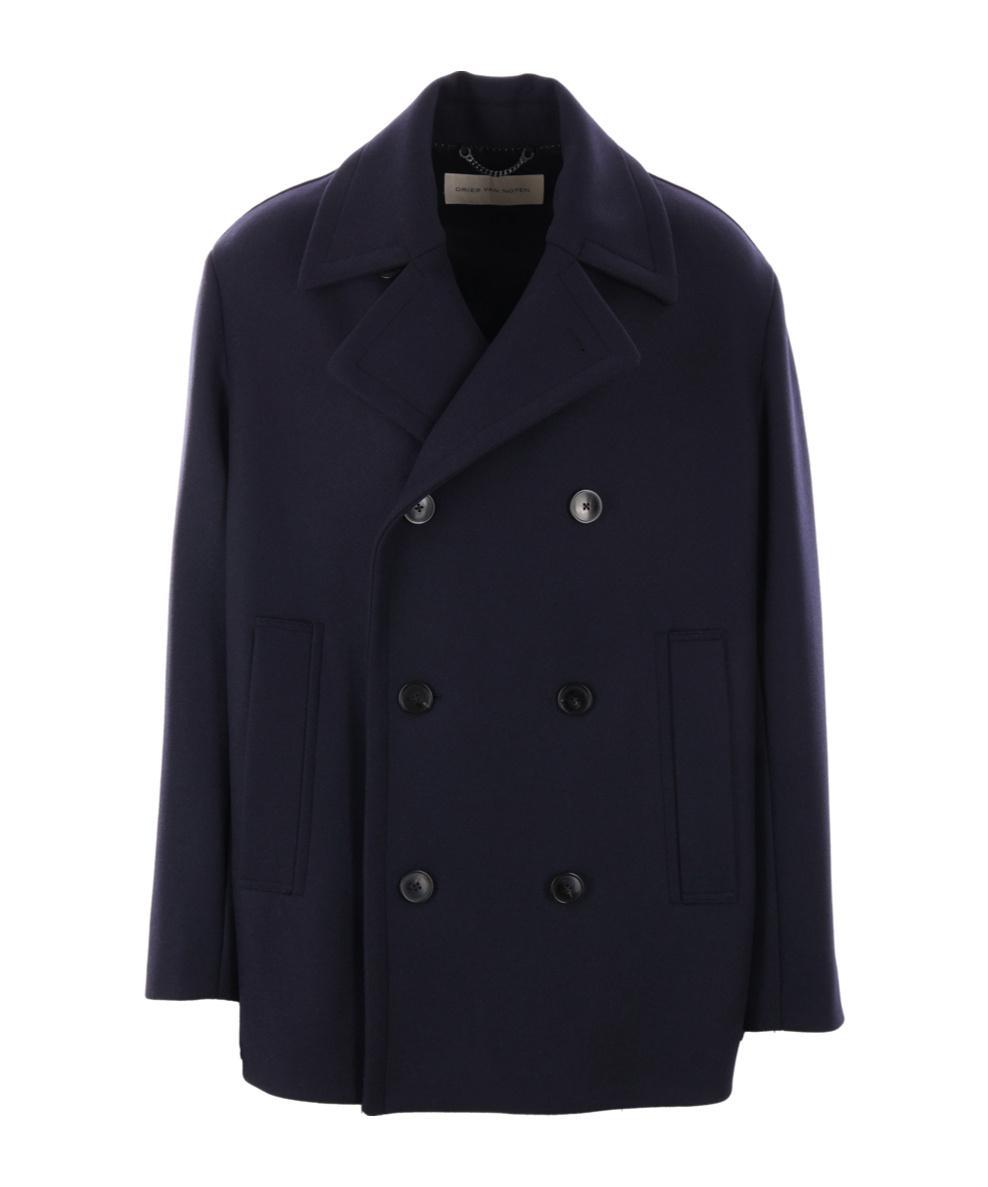 DRIES VAN NOTEN Long-sleeved Coat In Blue Product Image
