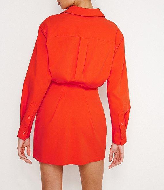 Good American Stretch Poplin Button Front Long Sleeve Shirt Dress Product Image