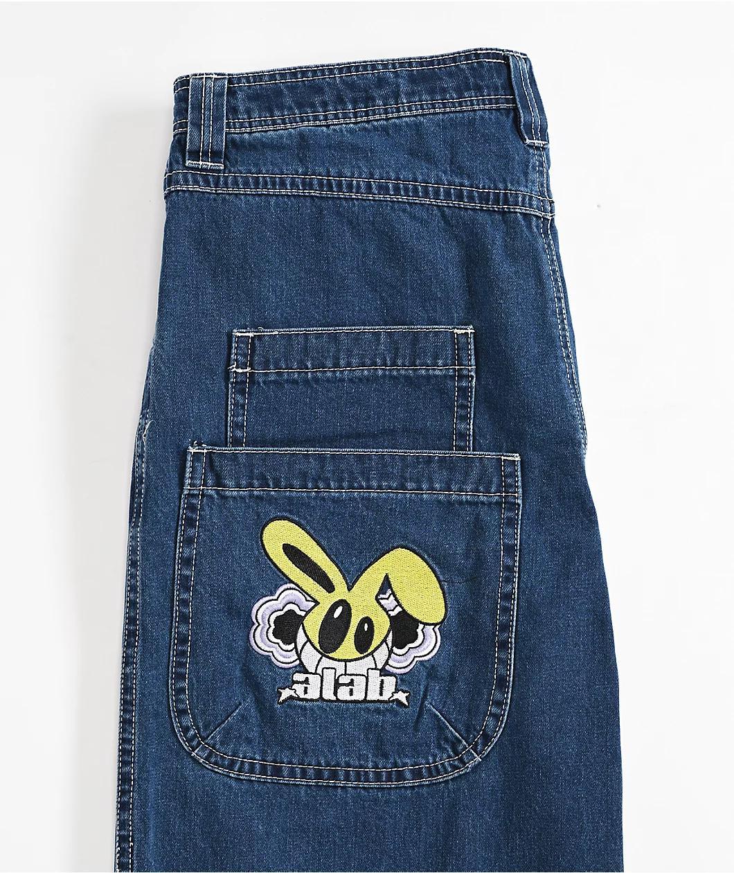 A.LAB Mega Rave Dark Blue Denim Skate Shorts Product Image