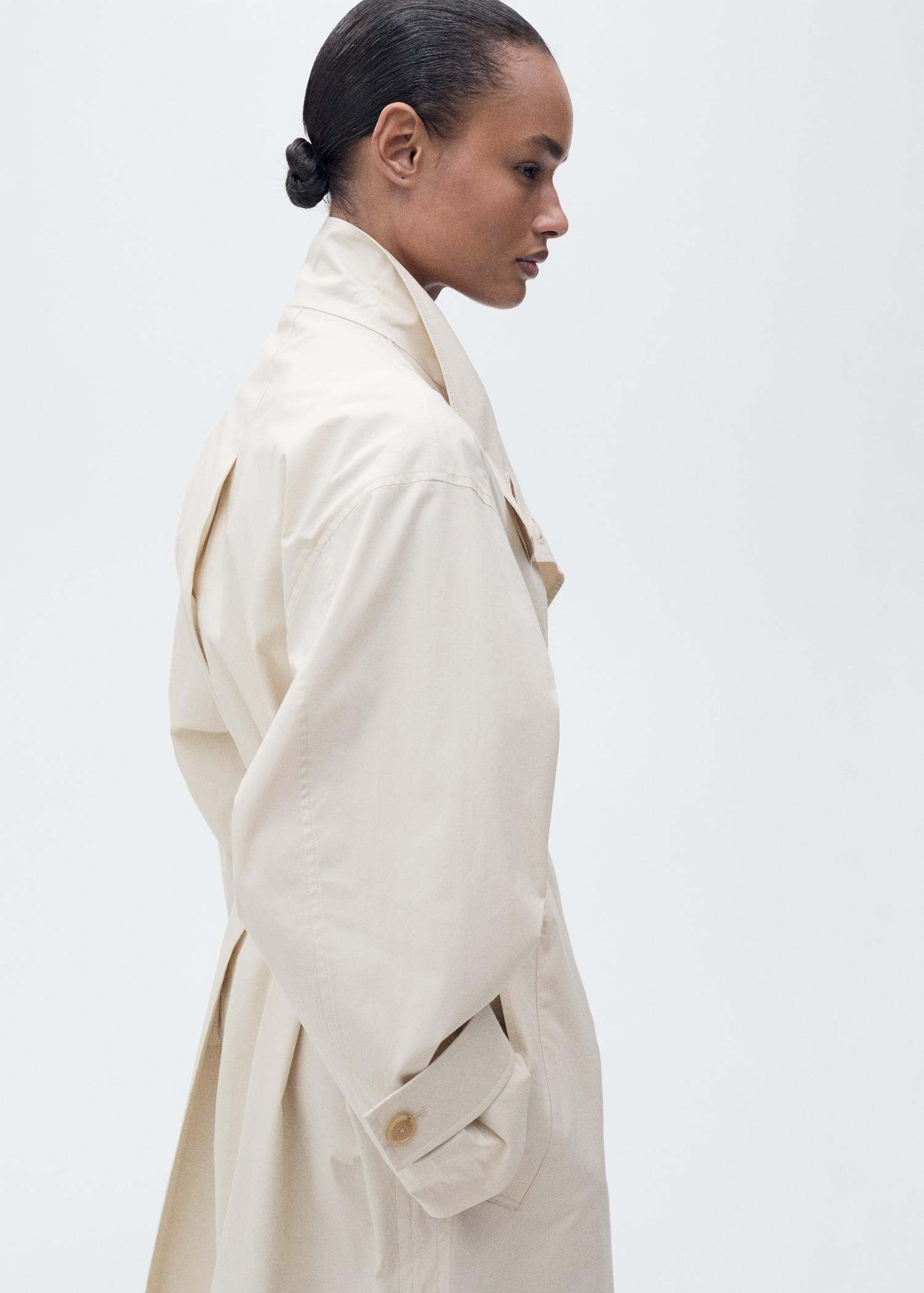 Oversized cotton trench coat - Women | MANGO USA Product Image