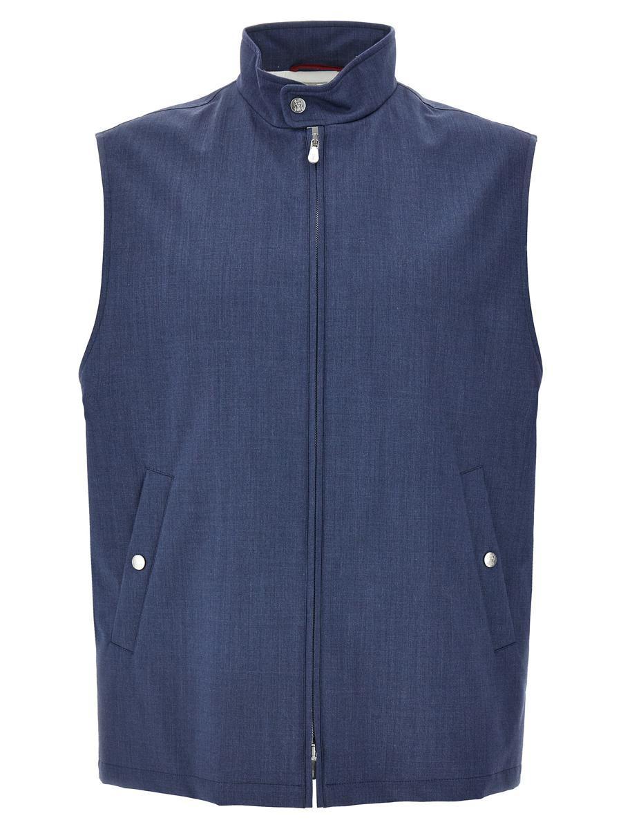 BRUNELLO CUCINELLI Wool Vest In Blue Product Image