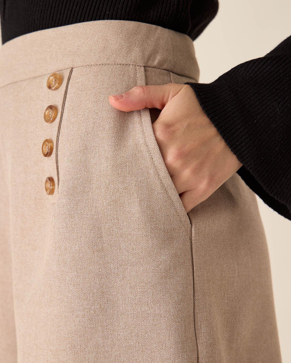 Khaki High-waisted Pocket Shorts Product Image
