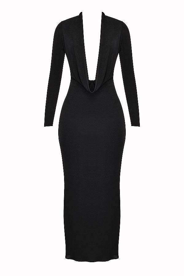 Saskia  black draped maxi dress Product Image