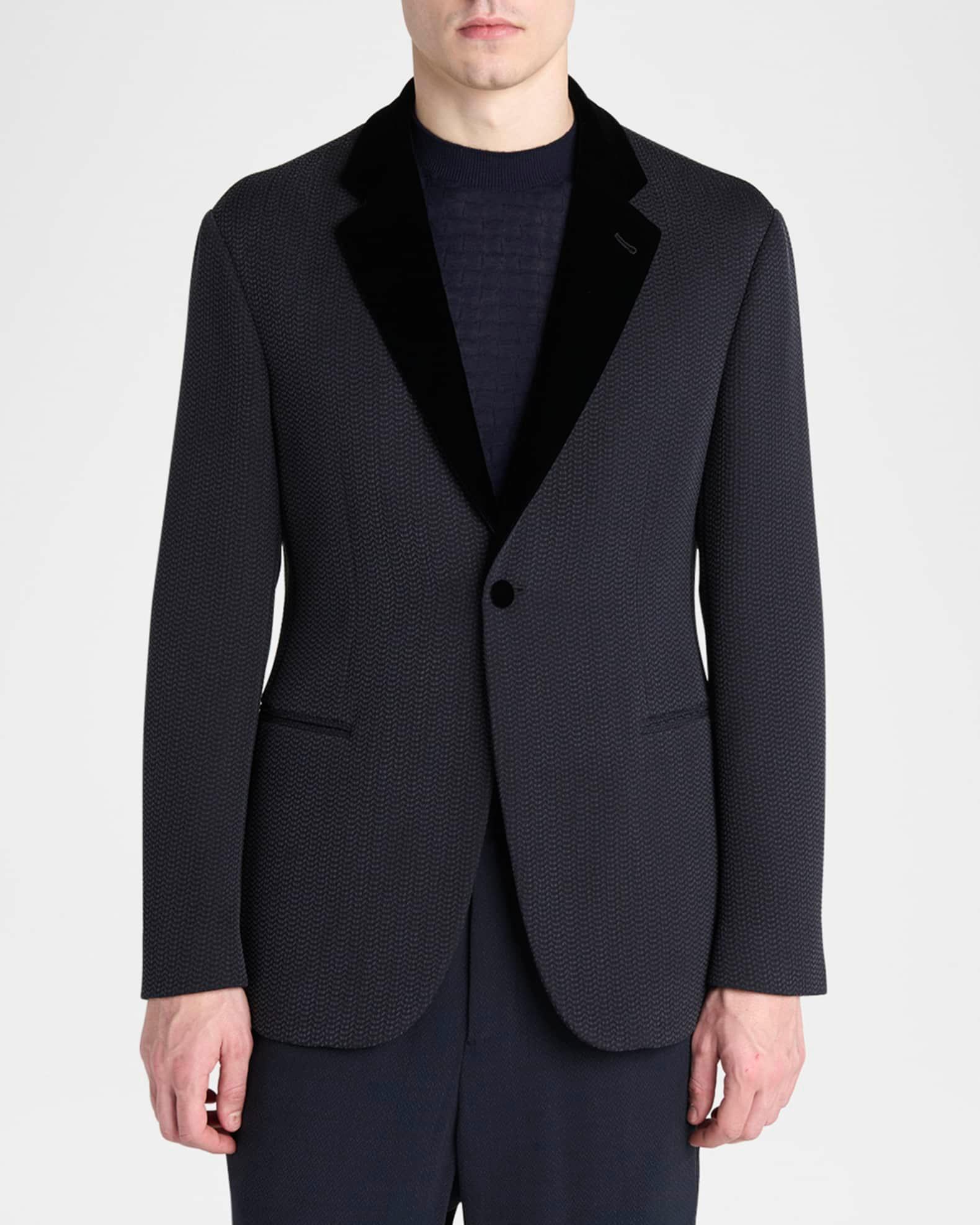 Men's Velvet-Lapel Textured Dinner Jacket Product Image