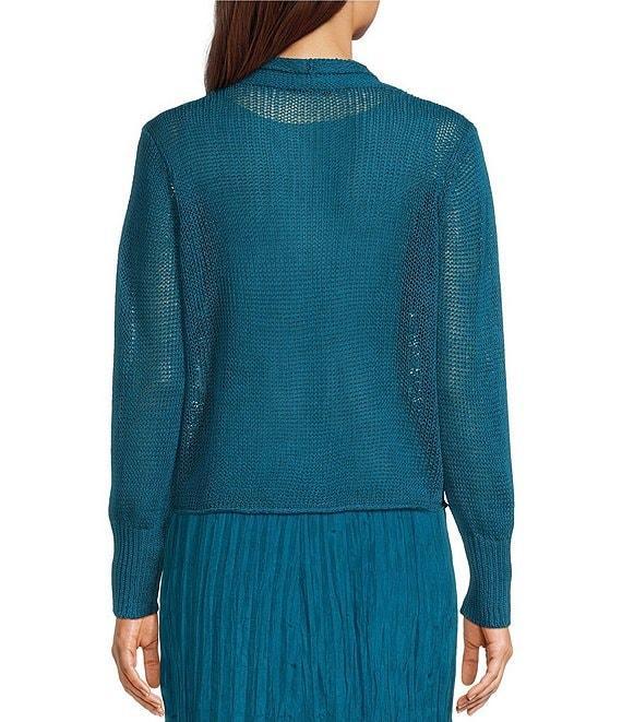 Eileen Fisher Organic Linen Knit Cord Open Front Long Sleeve Cardigan Product Image