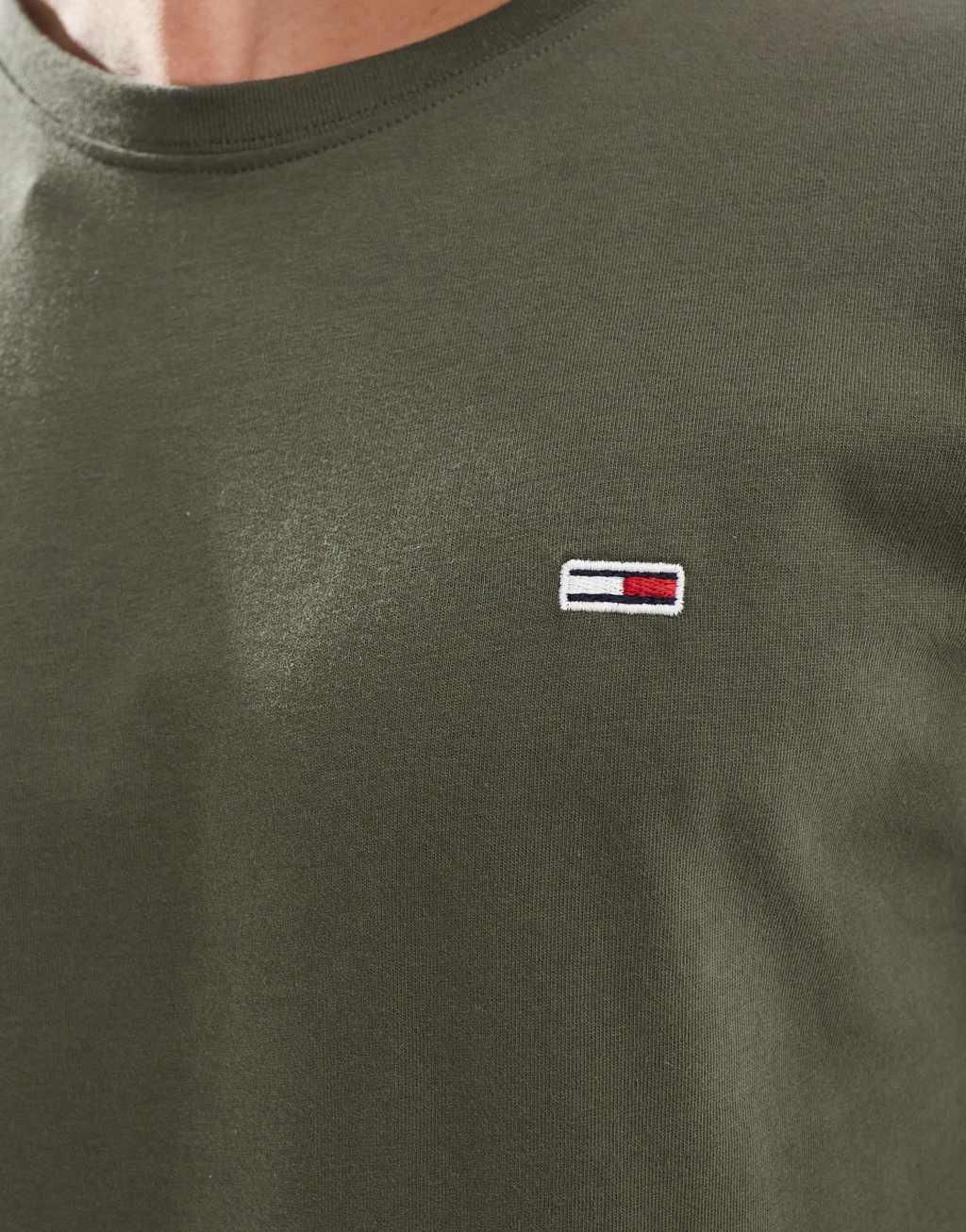 Tommy Jeans 2-pack slim flag logo T-shirts in dark khaki and navy Product Image
