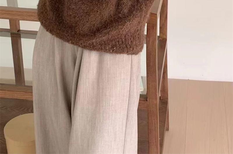 Stand Collar Plain Half Zip Sweater Product Image