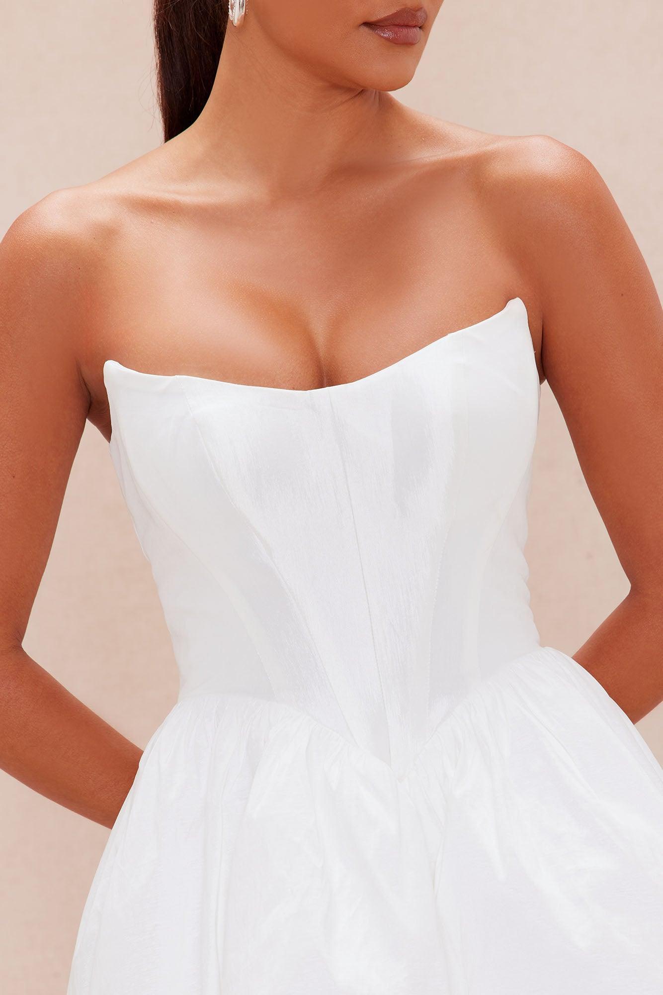 Aurora High Low Taffeta Gown - White Product Image