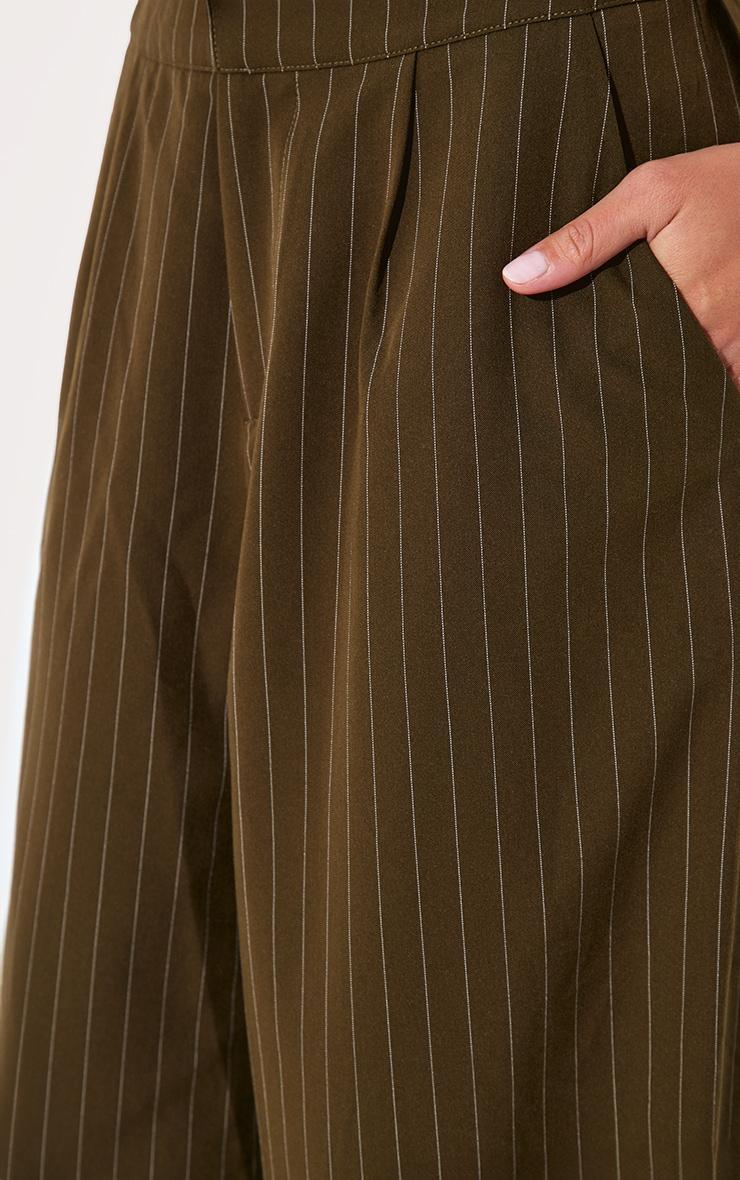 Khaki Tailored Woven Pinstripe Wide Leg Pants Product Image