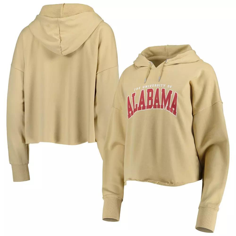 Women's ZooZatz Tan Alabama Crimson Tide Core University Cropped French Terry Pullover Hoodie, Size: XS, Team Product Image