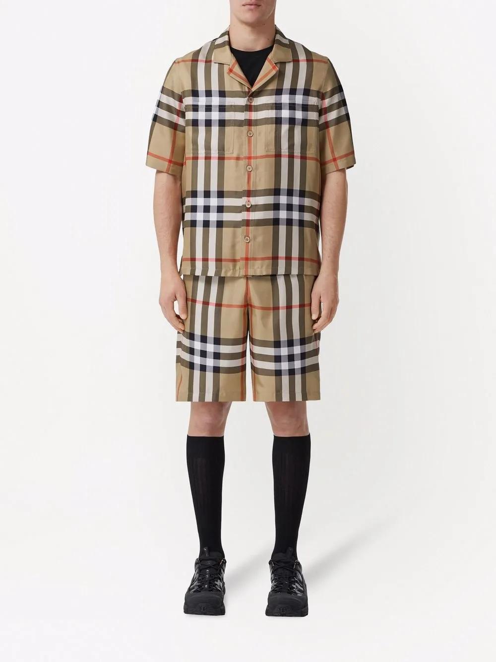 check-print silk shorts Product Image