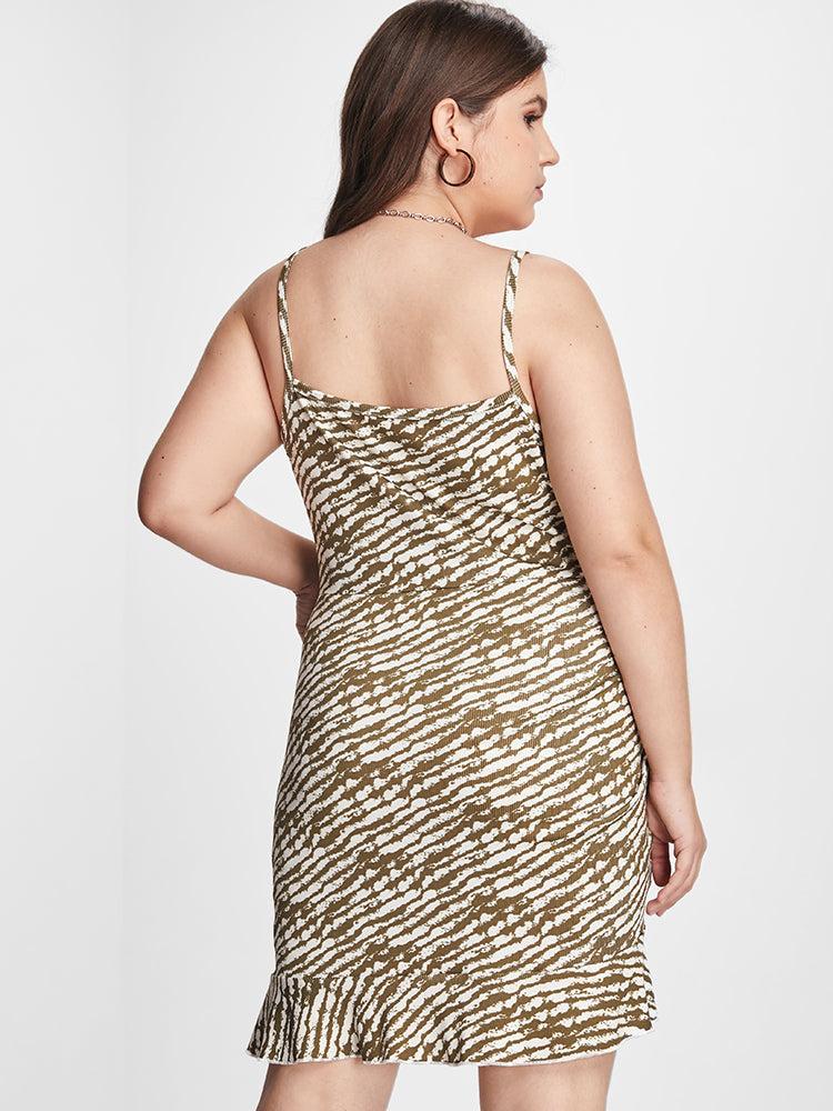 Geometric Print Drawstring Skinny Short Dress Female Product Image