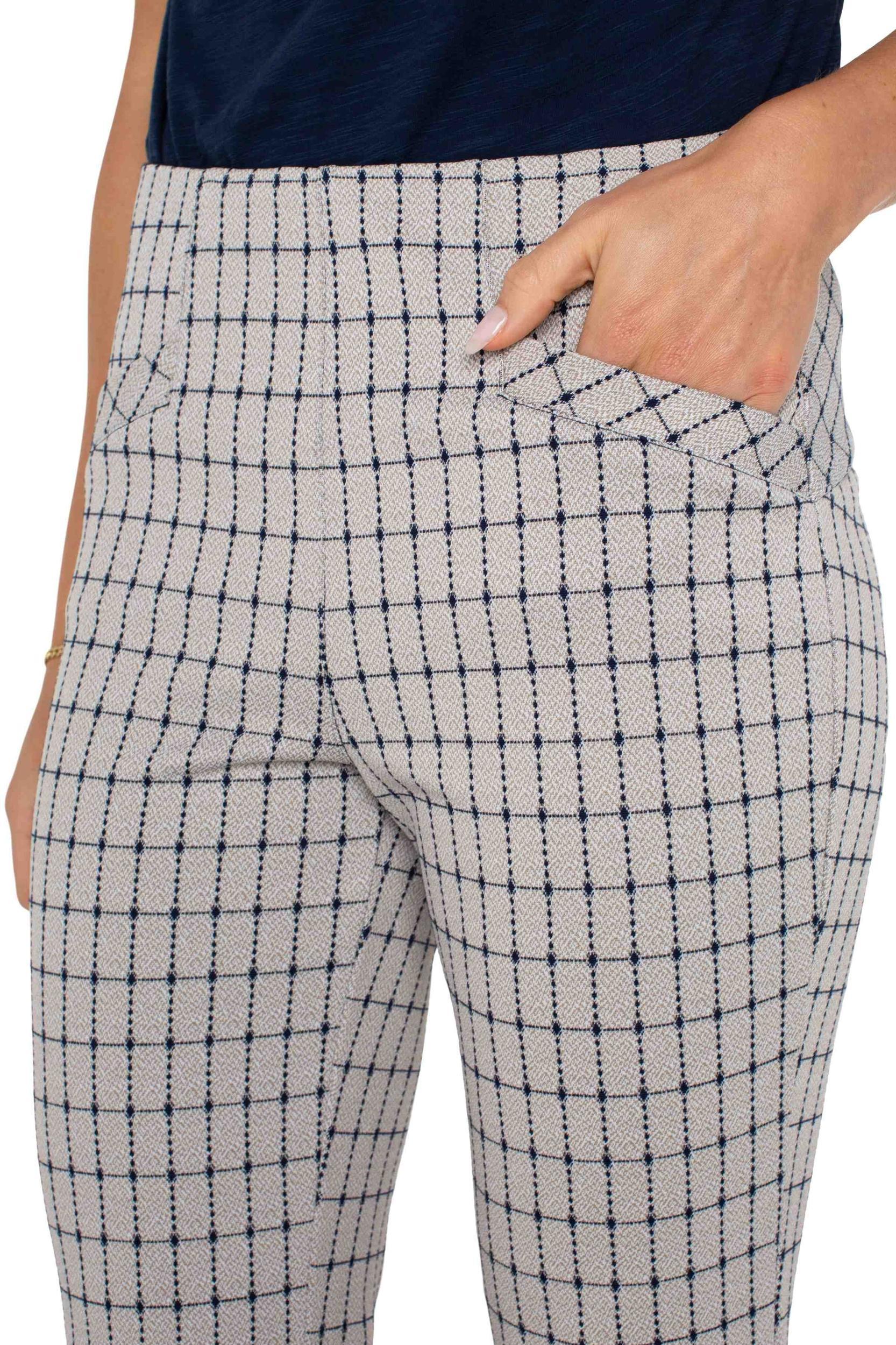 Stella Kick Flare w/ Welt Pockets- Navy Taupe Grid Product Image