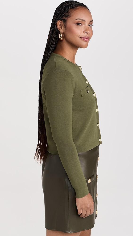 L'AGENCE Toulouse Crop Crew Neck Cardigan | Shopbop Product Image