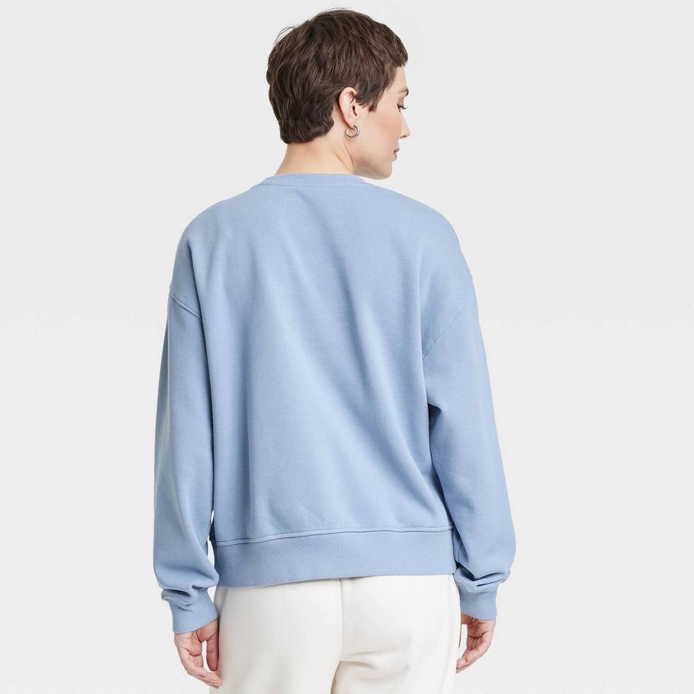 Womens Leisure Studio Oversized Graphic Sweatshirt - Universal Thread Blue Letters S: Cotton Blend, Crew Neck, Long Sleeve Product Image