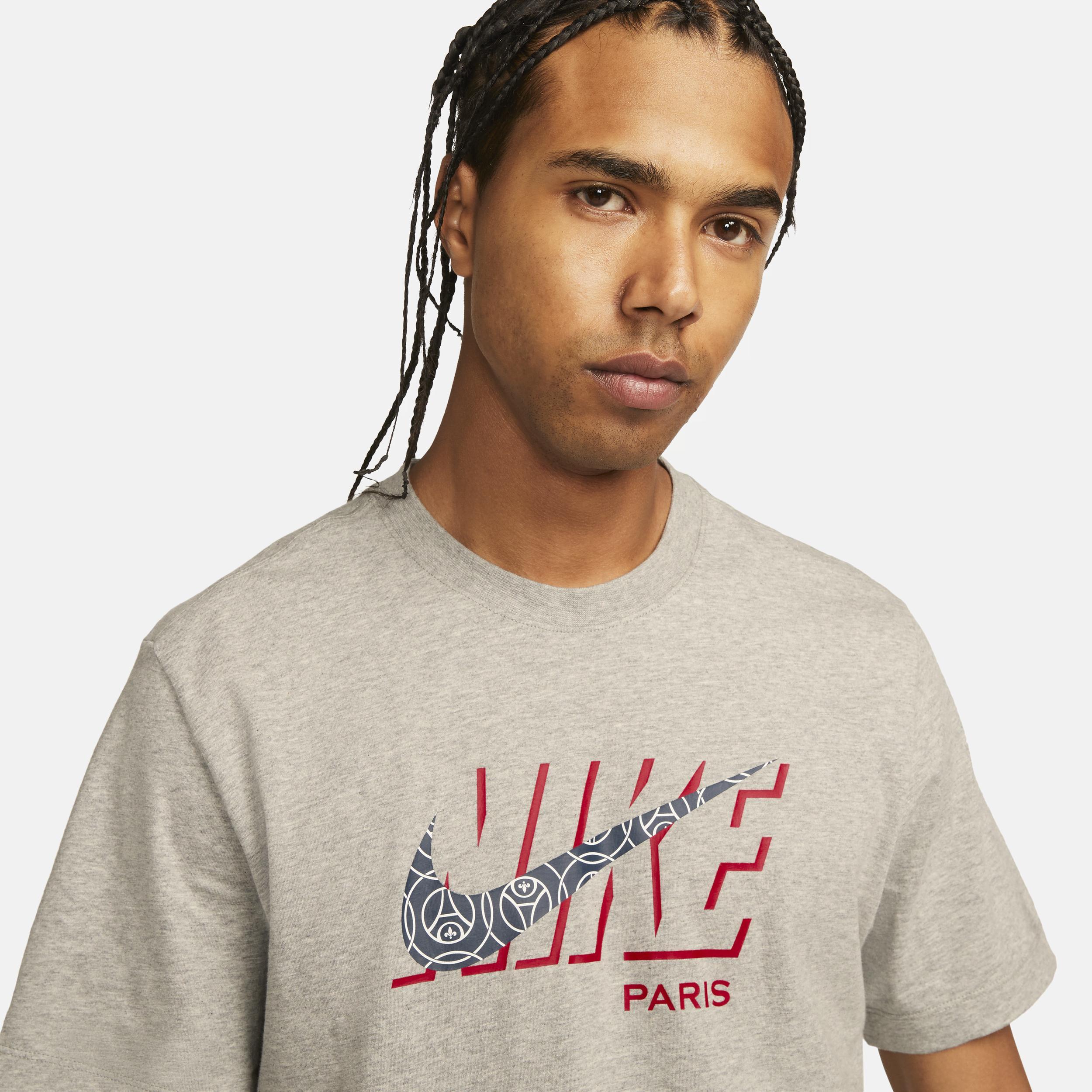 Men's Nike Black Paris Saint-Germain Swoosh Club T-Shirt, Size: Large, Psg Grey Product Image