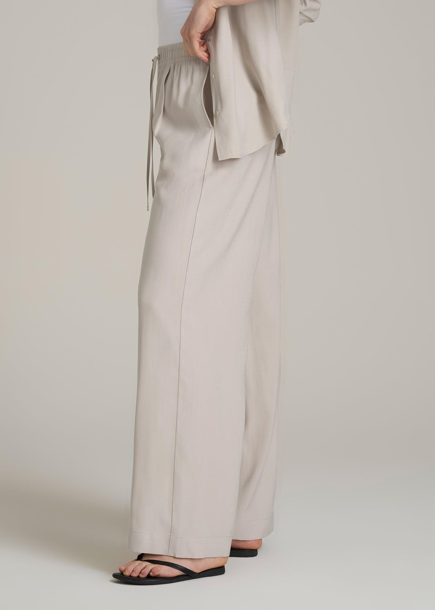 Relaxed Pull On Pants for Tall Women in Stone Product Image