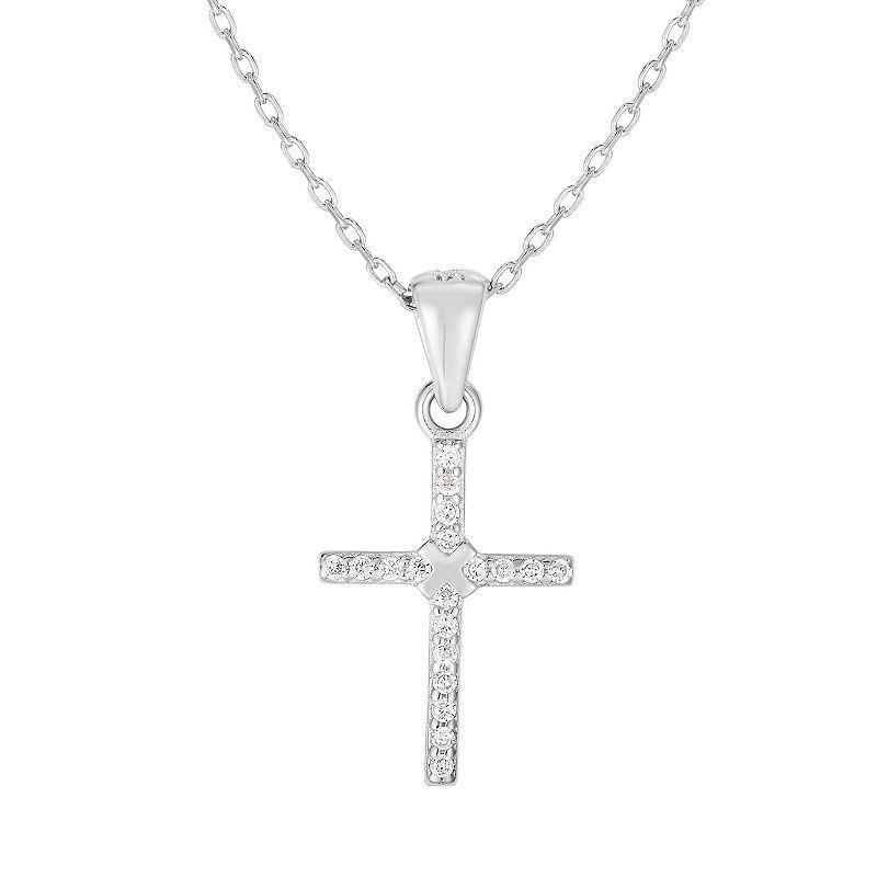 Sunkissed Sterling Cubic Zirconia Cross Pendant Necklace, Women's, Silver Tone Product Image