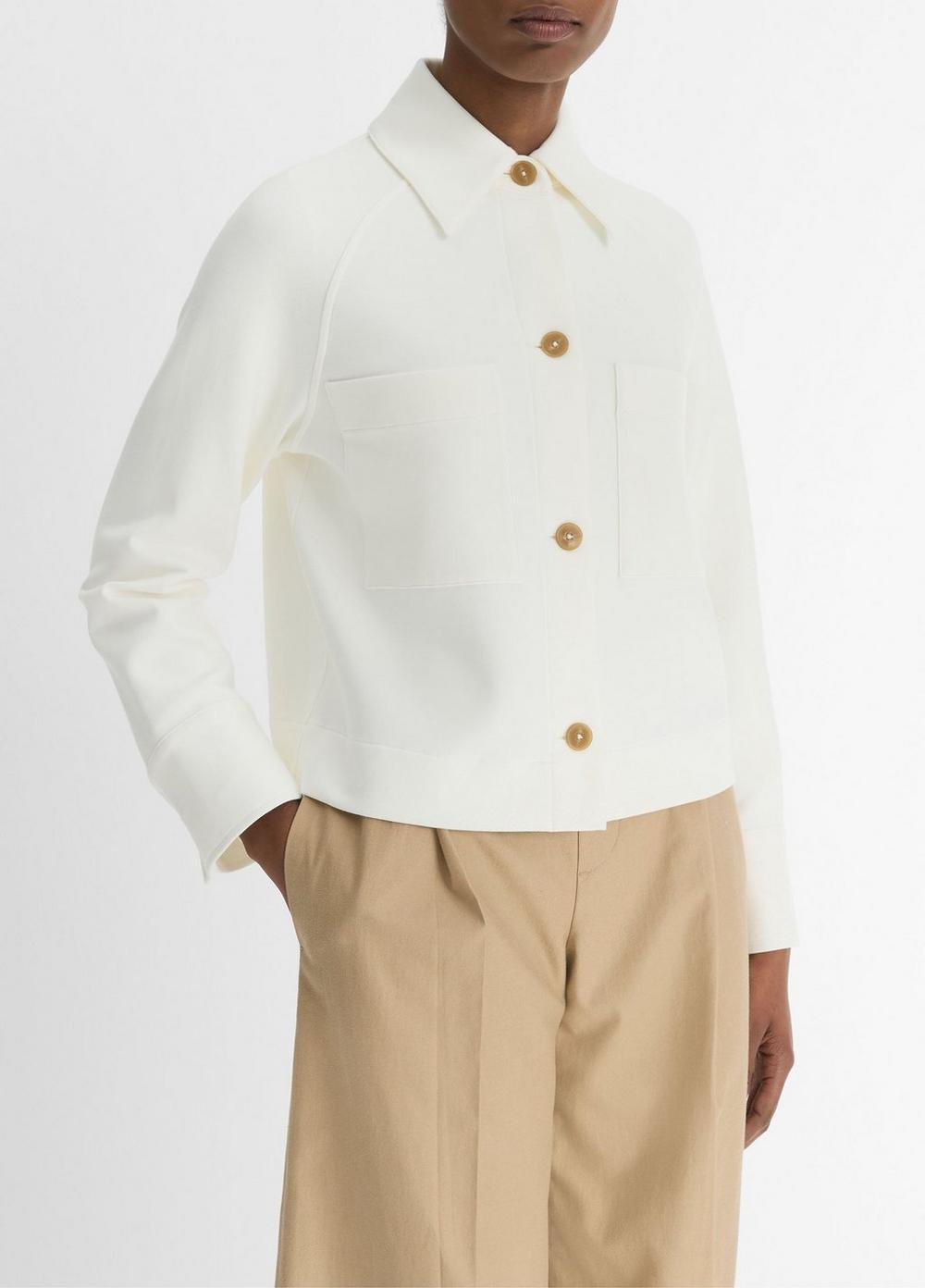 Womens Cotton-Blend Shirt Jacket, Off White, Size L Vince Product Image