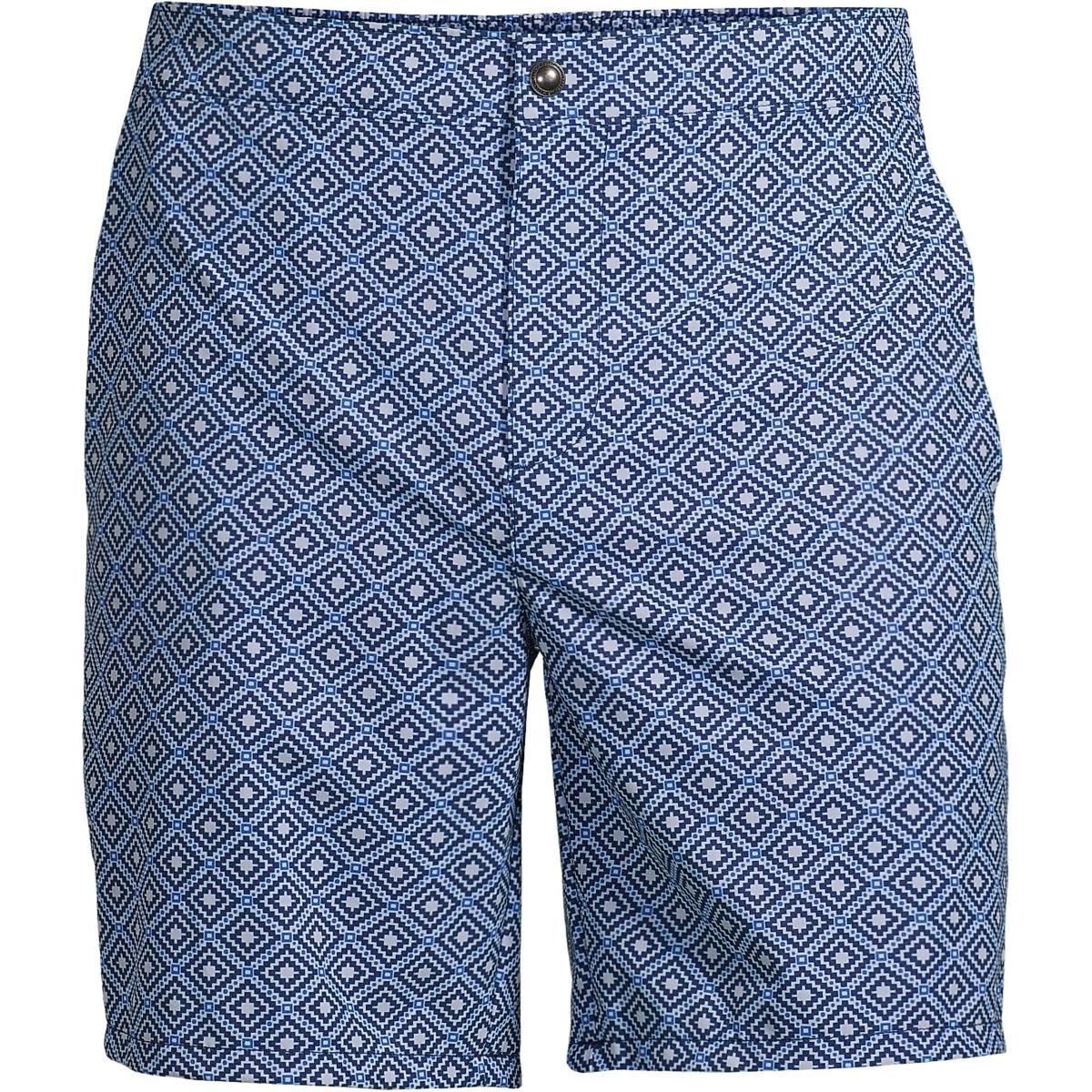 Men's Lands' End 7" Sunset Swim Trunks, Size: XXL, Deep Blue Diamond Geo Product Image