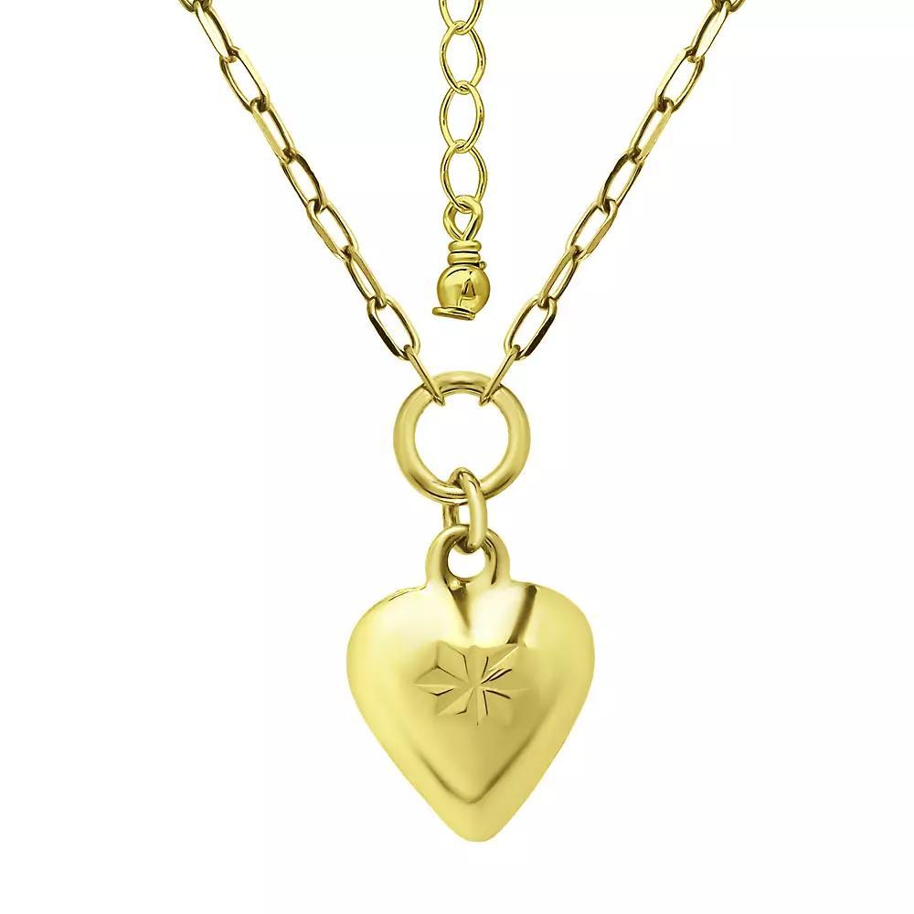 Aleure Precioso Puffy Heart Pendant Necklace, Women's, Size: 18", Silver Tone Product Image