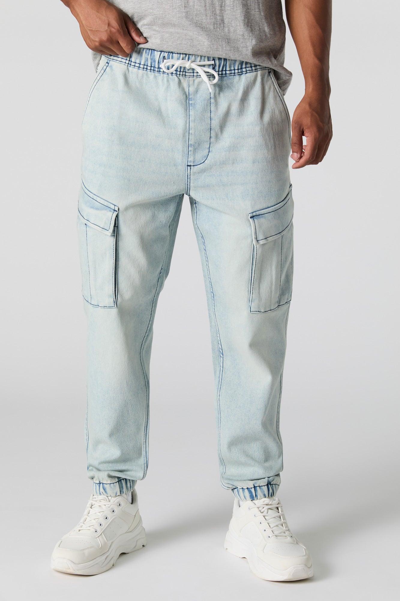 Denim Drawstring Cargo Jogger Male Product Image