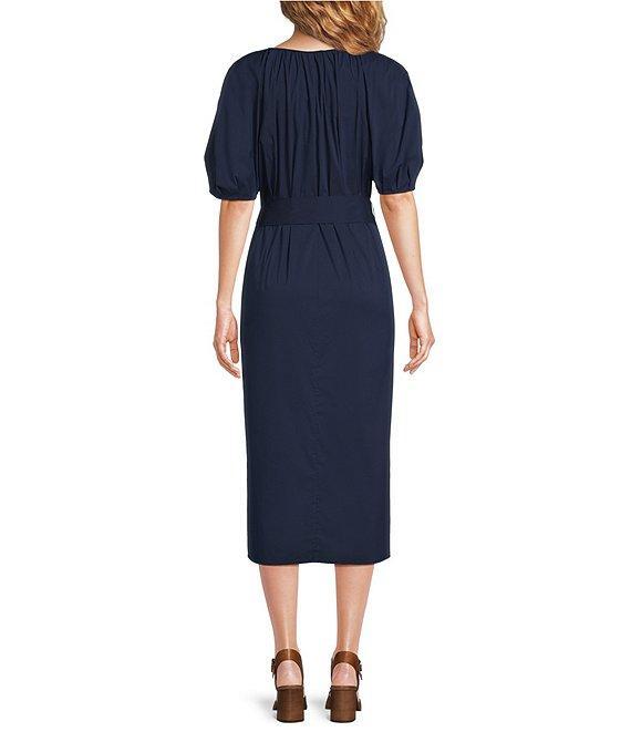 Alex Marie x Brrr° Everly V-Neck Puff Sleeve Midi Dress Product Image