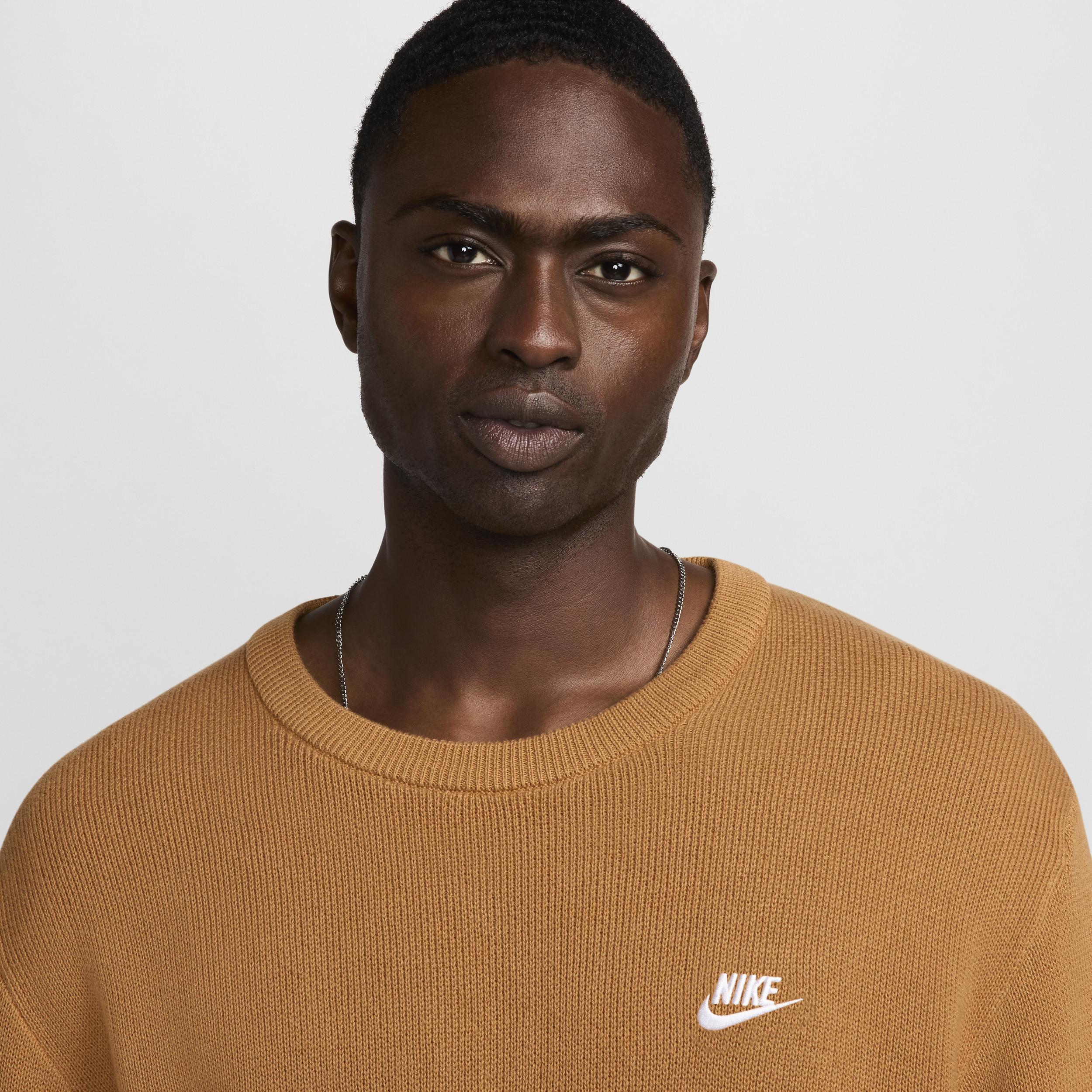 Nike Mens Club Crew Sweater - Flax/White Product Image
