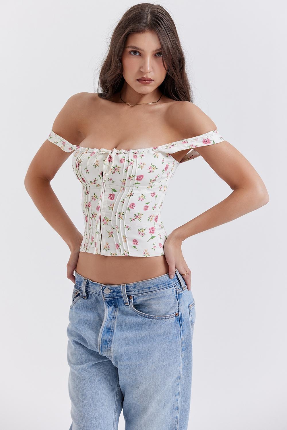 Chicca Rose Print Floral Top Product Image