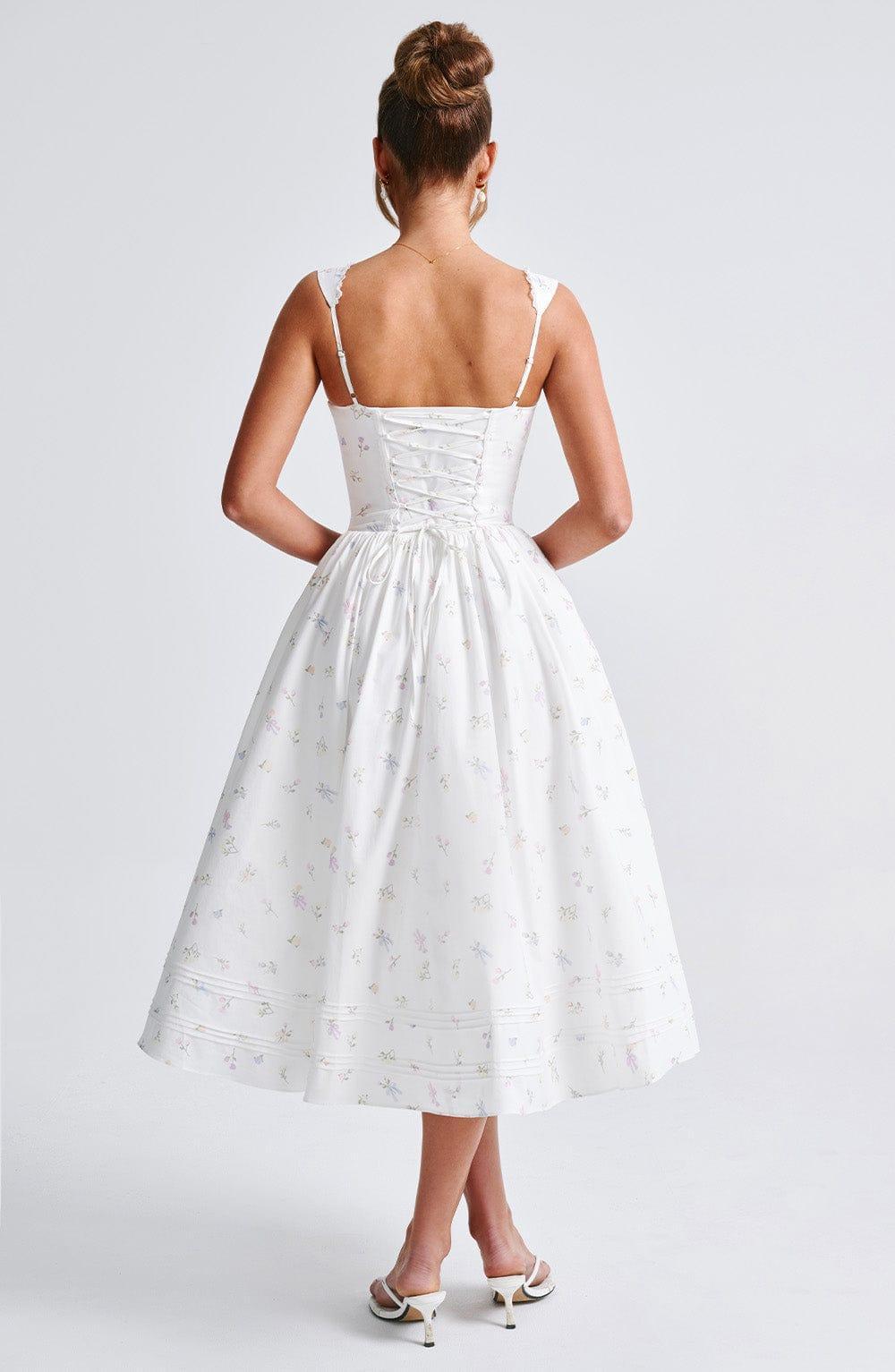 Marlena Midi Dress - White Multi Floral Print Product Image