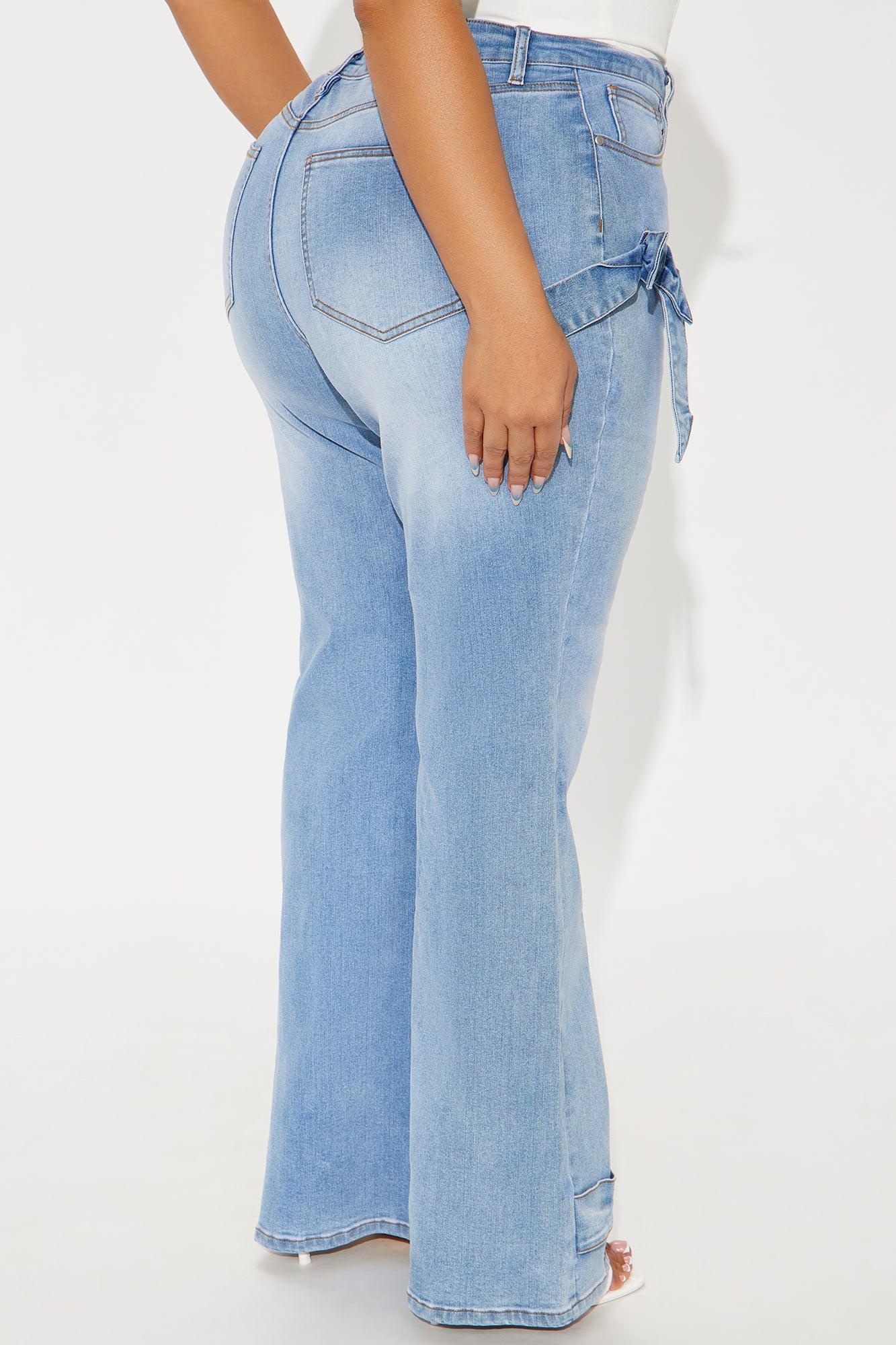Brielle Bow Straight Leg Jeans - Light Wash Product Image