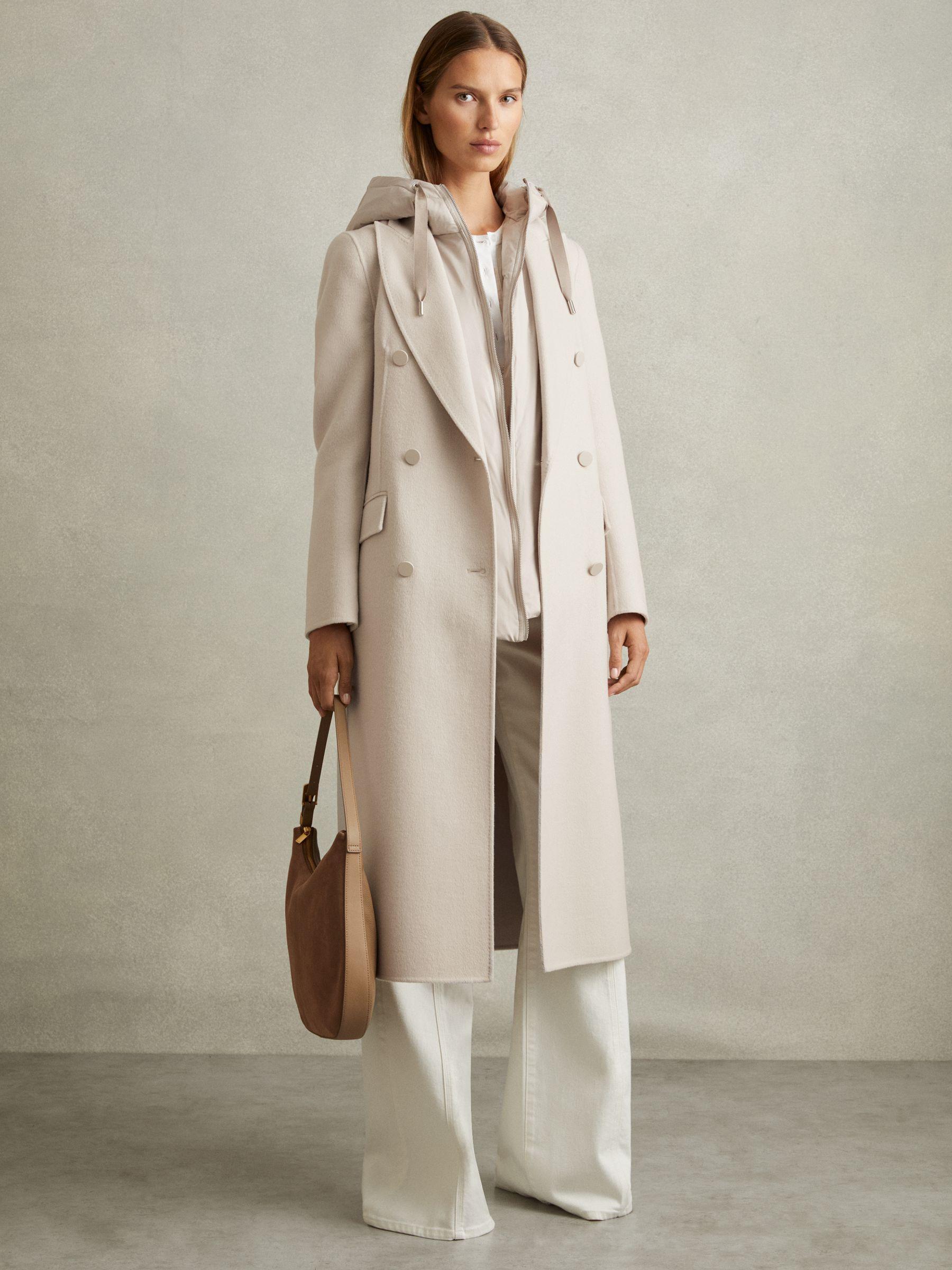 Petite Wool-Blend Double-Breasted Blindseam Coat in Neutral Product Image