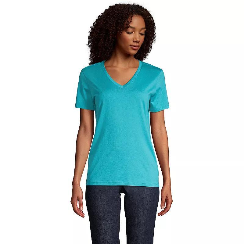 Womens Lands End Relaxed-Fit Supima Cotton V-Neck Tee Product Image