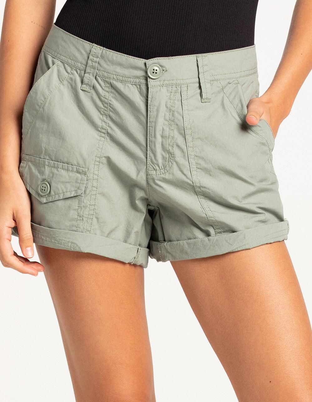 RSQ Womens Low Rise Mid Length Cargo Shorts - OLIVE Product Image